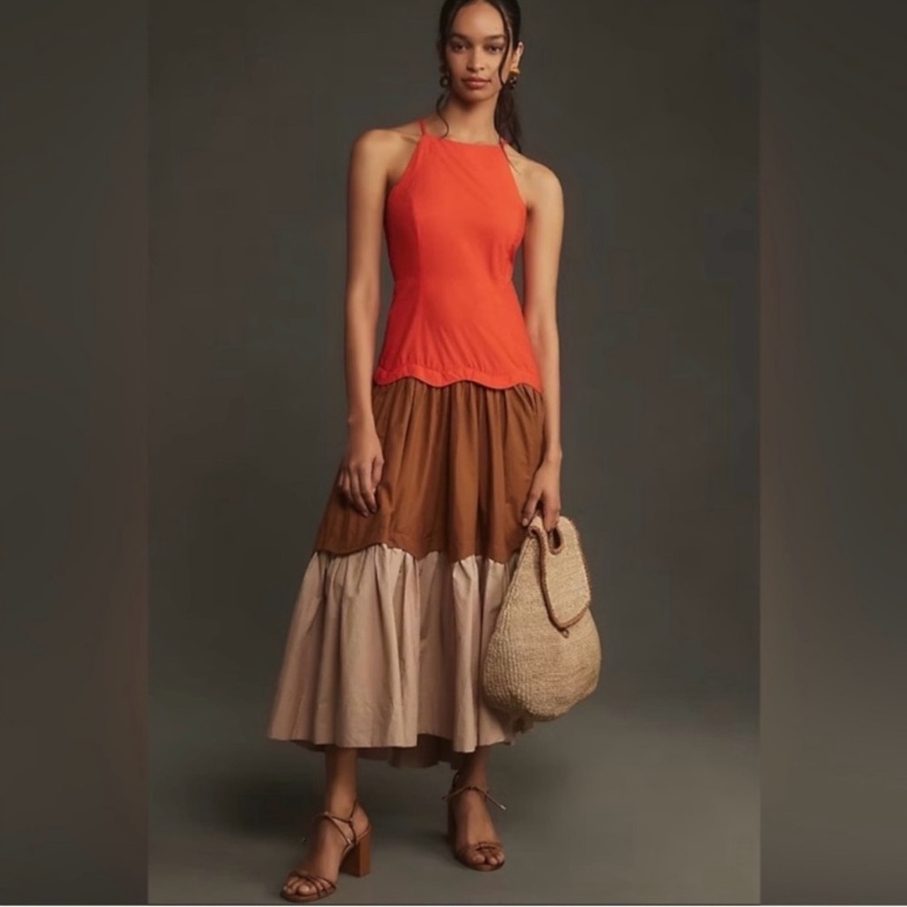 Anthropologie Maxi Dress - Red and Brown